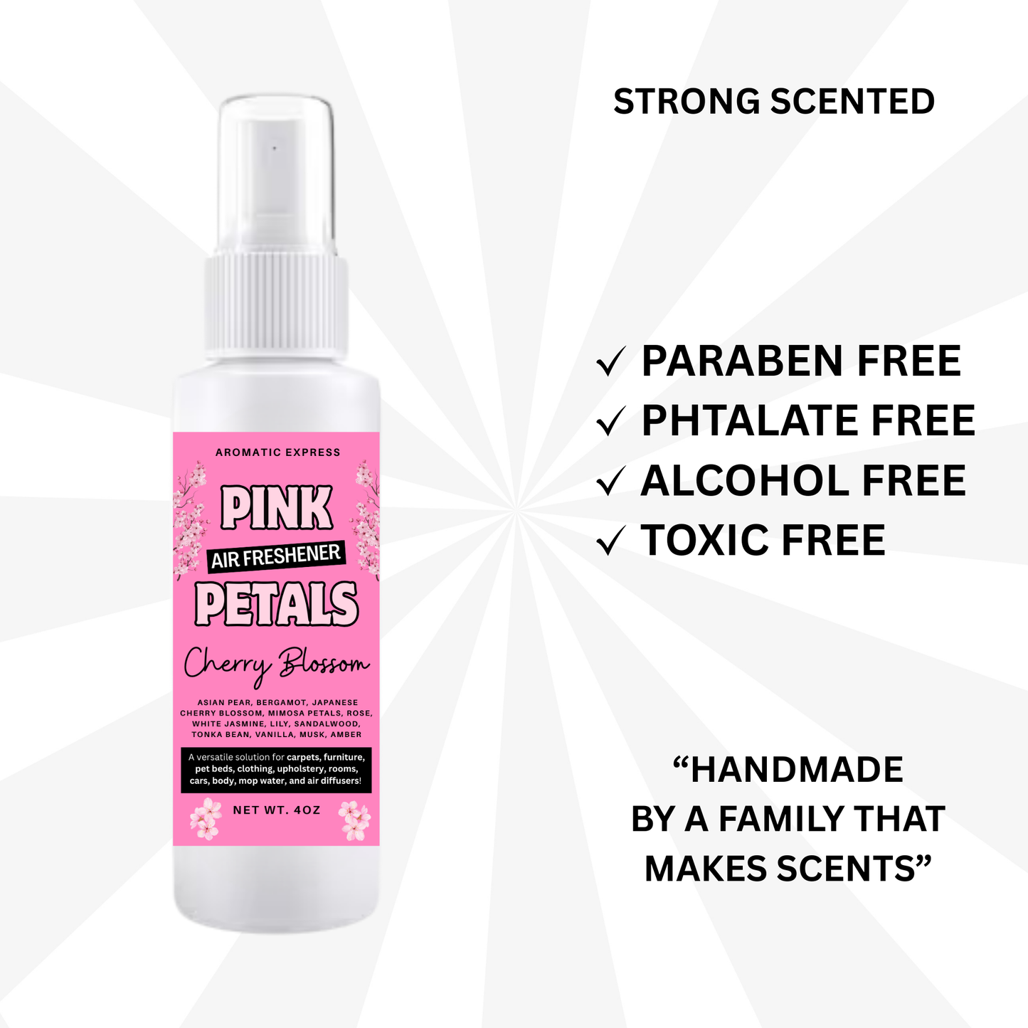 Cherry Blossom Pink Petals Room + Linen Air Freshener Spray | Odor Eliminator Spray | Bathroom Spray