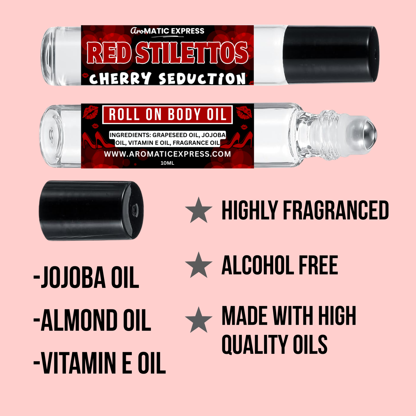 Red Stilettos Cherry Seduction Roll On Body Oil