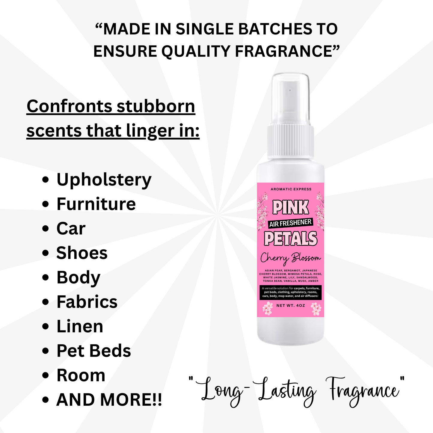 Cherry Blossom Pink Petals Room + Linen Air Freshener Spray | Odor Eliminator Spray | Bathroom Spray