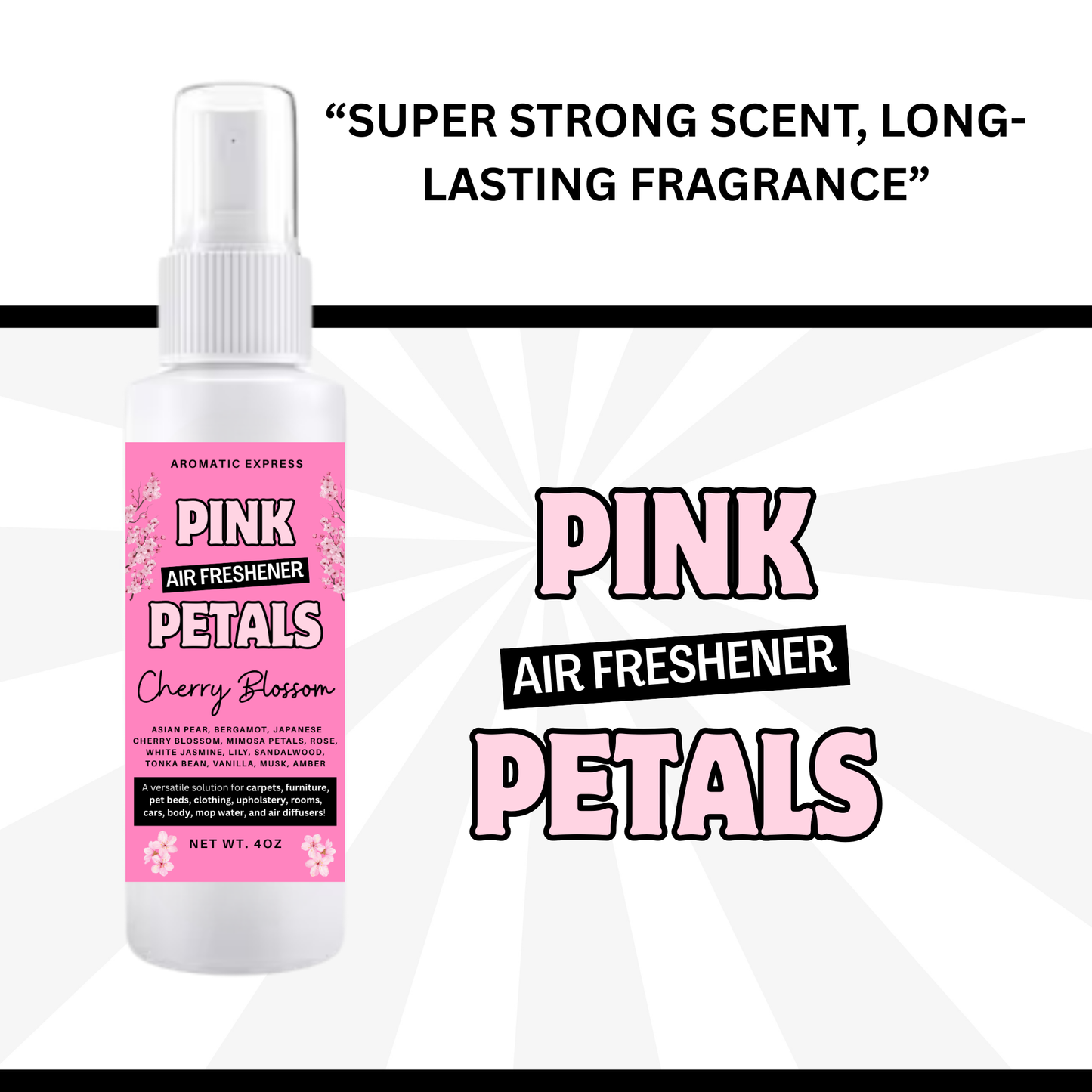 Cherry Blossom Pink Petals Room + Linen Air Freshener Spray | Odor Eliminator Spray | Bathroom Spray