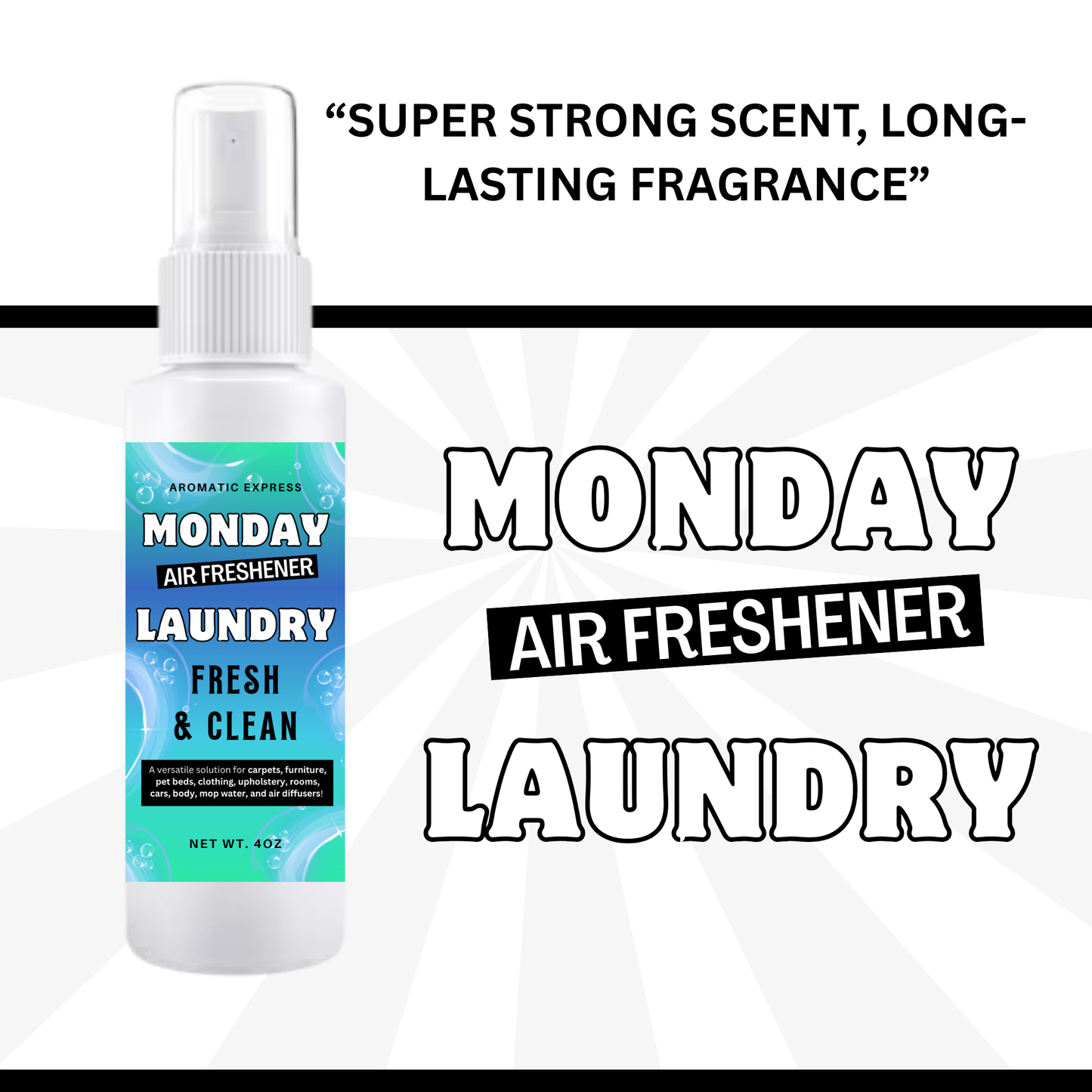 Monday Laundry Fresh and Clean Room + Linen Air Freshener Spray | Odor Eliminator Spray | Bathroom Spray