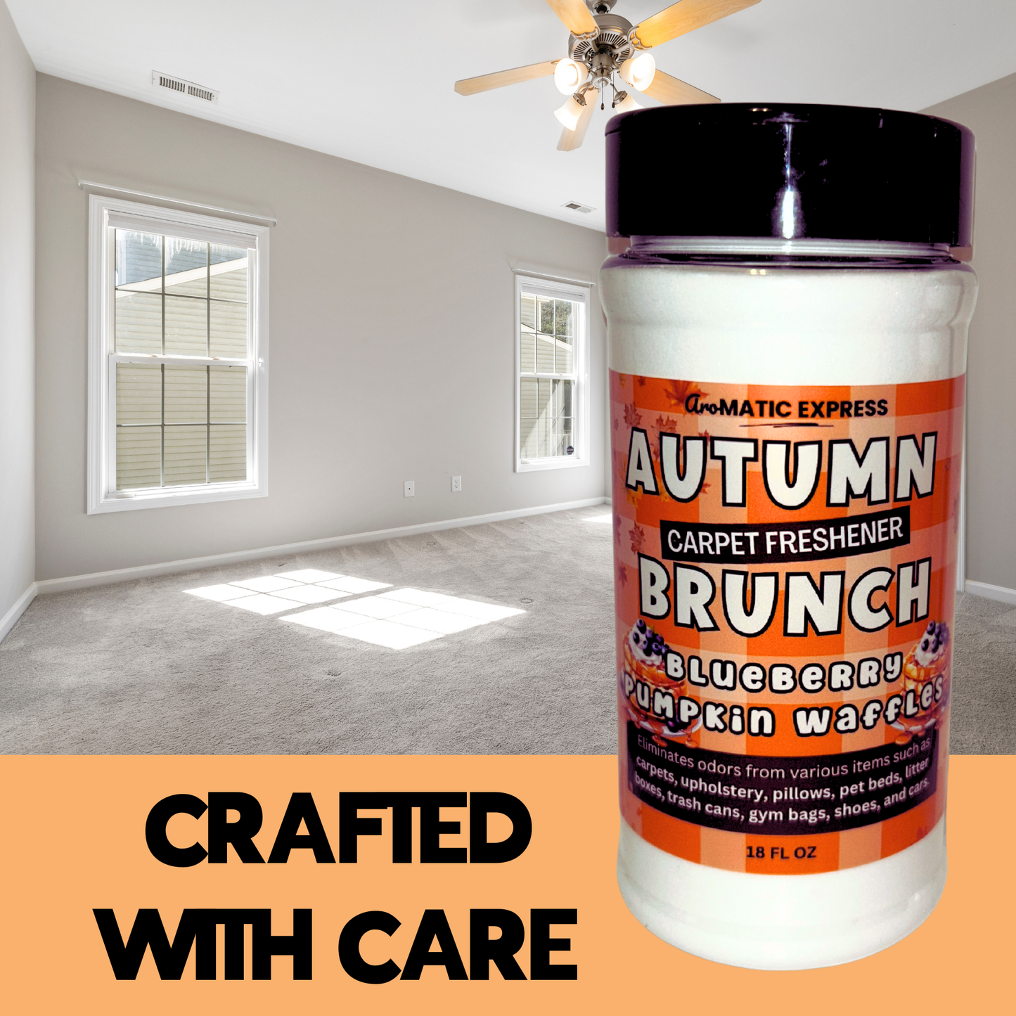 Blueberry Pumpkin Waffle Carpet Freshener | 18oz Sprinkle Jar | Odor Eliminator Powder