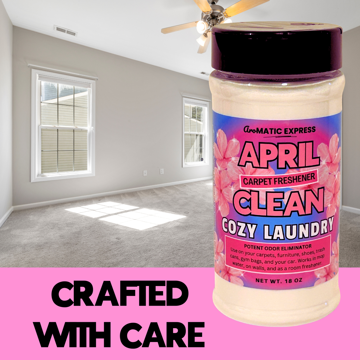 April Clean Carpet Freshener | 18 oz Sprinkle Jar | Odor Eliminator Powder