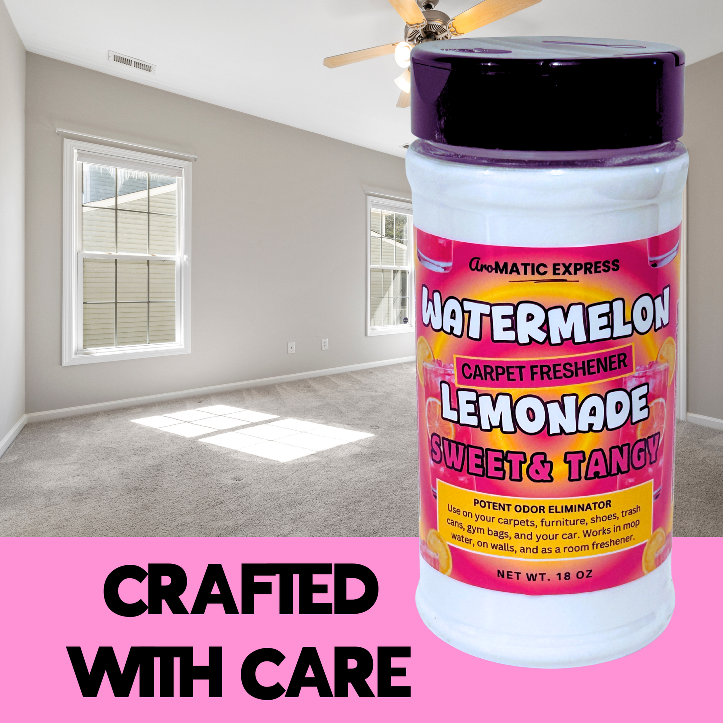 Watermelon Lemonade Carpet Freshener | 18 oz Sprinkle Jar | Odor Eliminator Powder