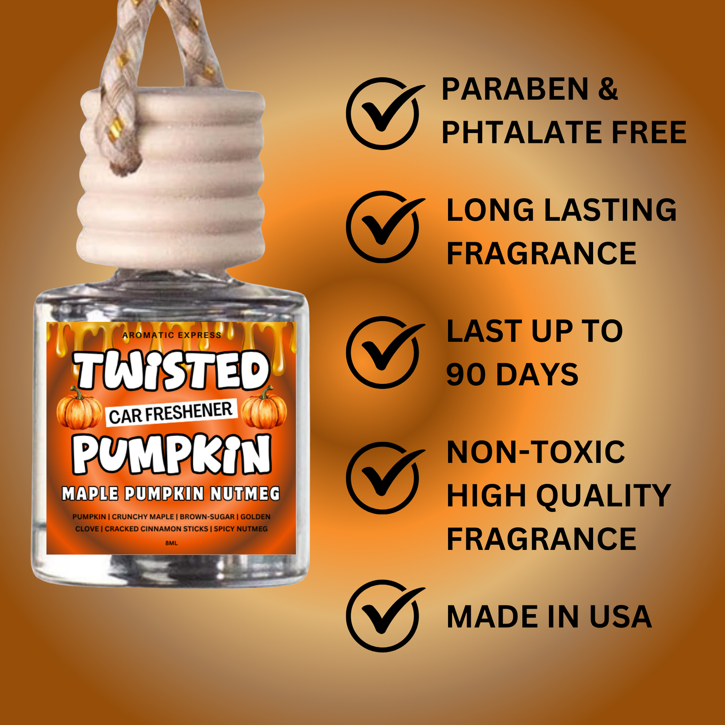Twisted Pumpkin Maple Nutmeg Cinnamon Car Freshie