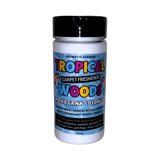 Mahogany Coconut Carpet Freshener | 10oz Sprinkle Jar | Odor Eliminator Powder
