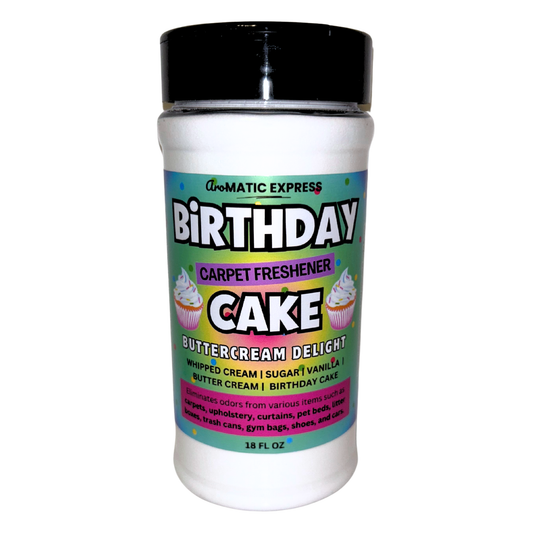 Birthday Cake Buttercream Frosting Carpet Freshener | 18oz Sprinkle Jar | Odor Eliminator Powder