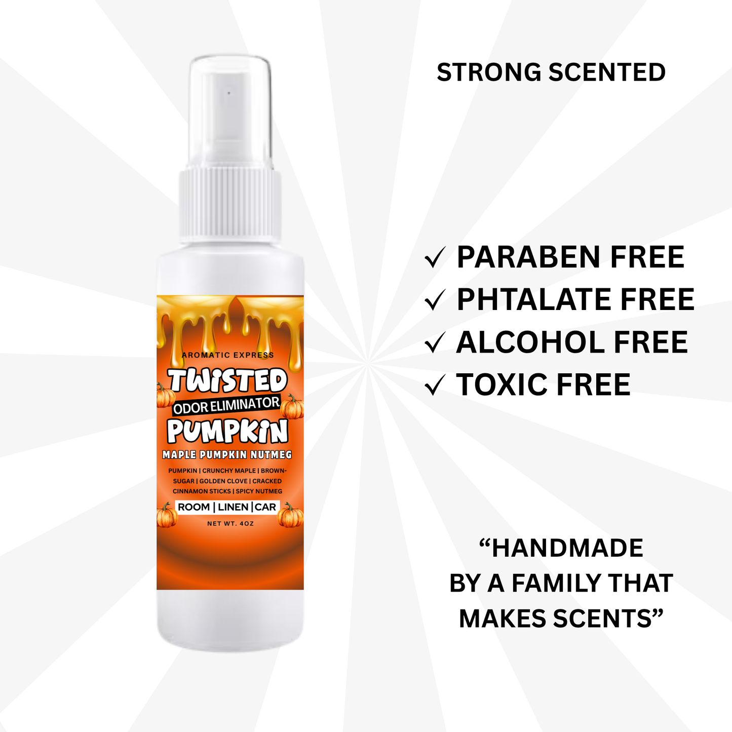 Twisted Pumpkin Room + Linen Air Freshener Spray | Odor Eliminator Spray | Bathroom Spray