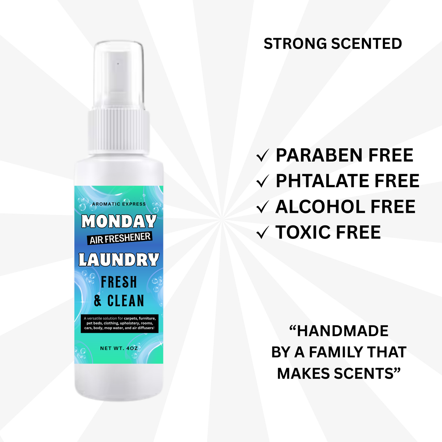 Monday Laundry Fresh and Clean Room + Linen Air Freshener Spray | Odor Eliminator Spray | Bathroom Spray