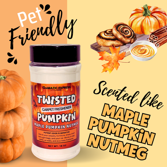 Twisted Pumpkin Maple Nutmeg Cinnamon Carpet Freshener | 18oz Sprinkle Jar | Odor Eliminator Powder