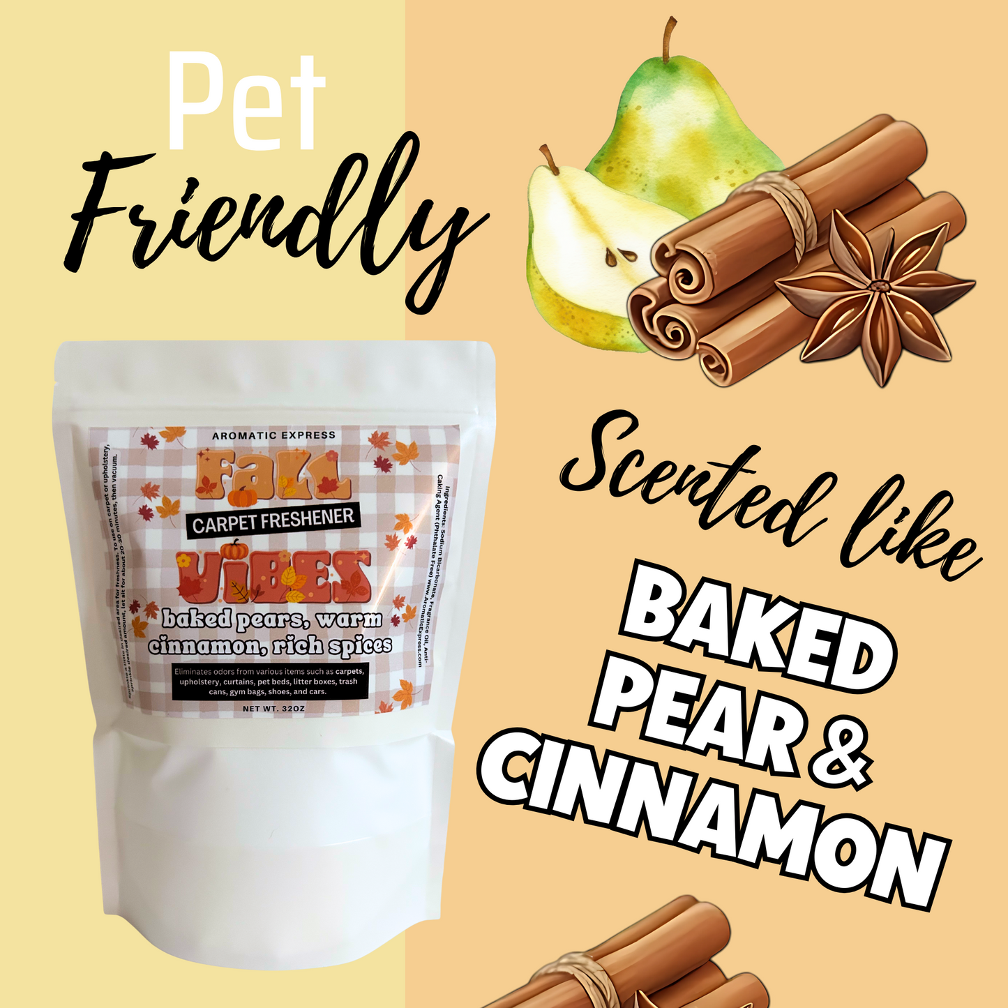 Fall Vibes Baked Pear & Cinnamon Carpet Freshener 2LB Bag