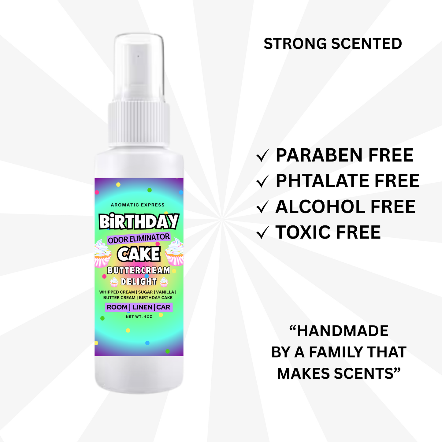 Birthday Cake Buttercream Frosting Room + Linen Air Freshener Spray | Odor Eliminator Spray | Bathroom Spray