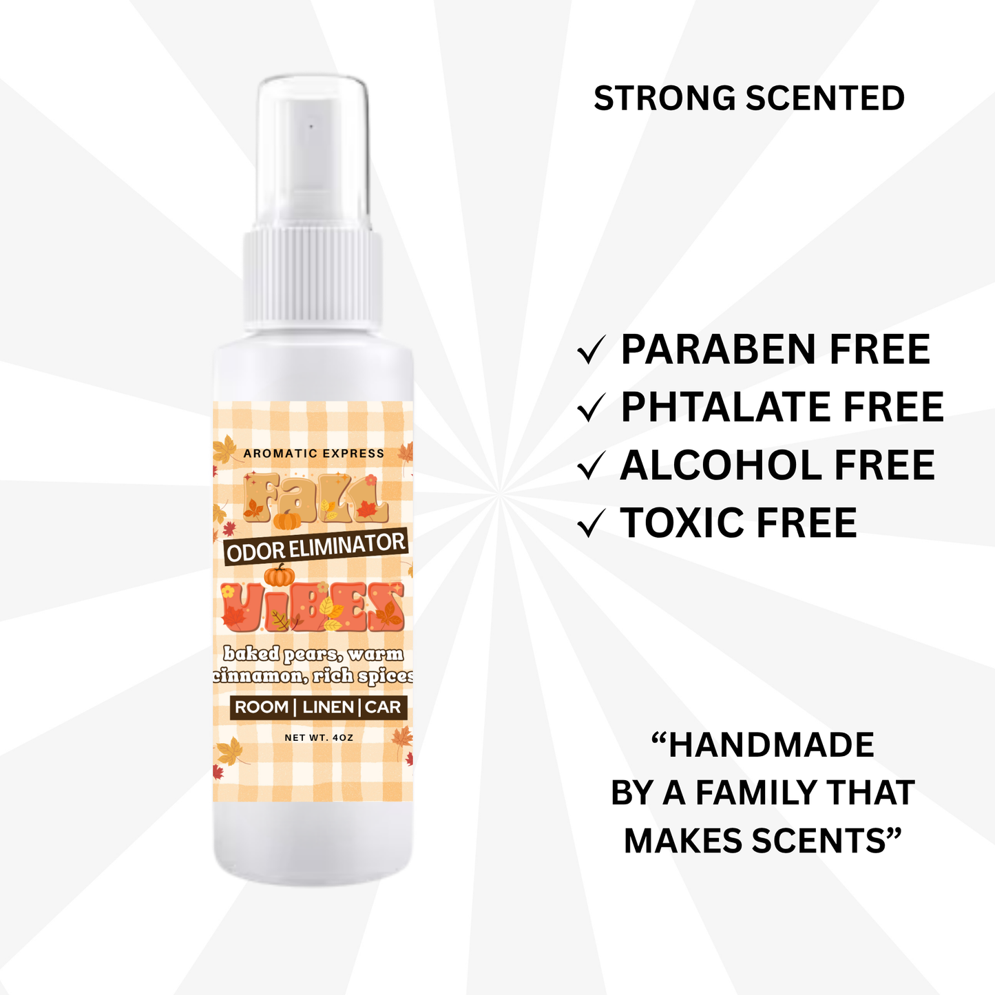 Fall Vibes Baked Pear & Cinnamons Room + Linen Air Freshener Spray | Odor Eliminator Spray | Bathroom Spray