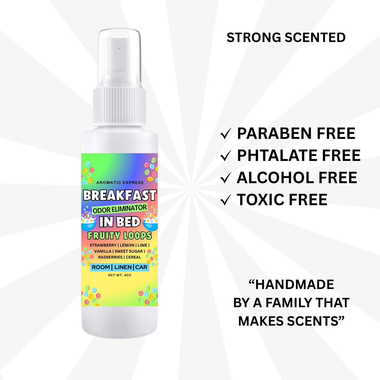 Fruity Loop Cereal Room + Linen Air Freshener Spray | Odor Eliminator Spray | Bathroom Spray