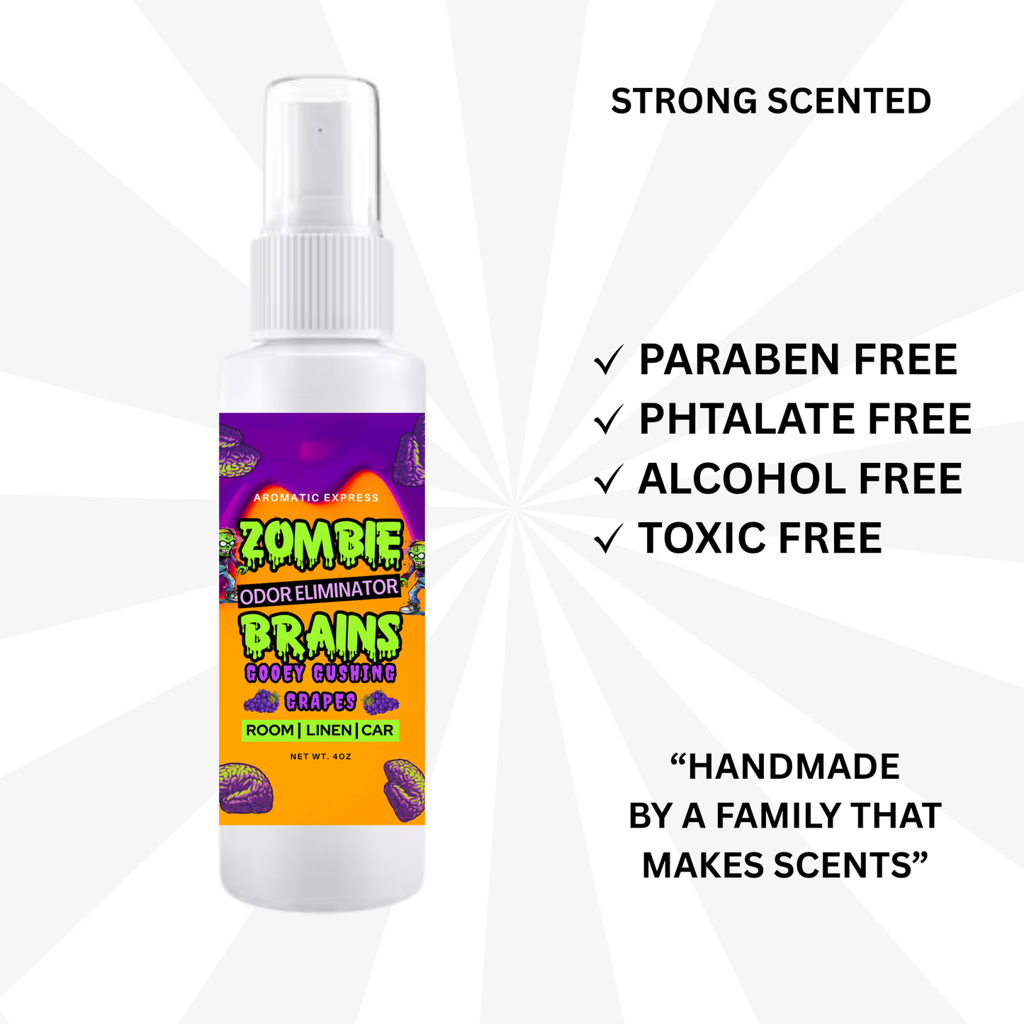 Zombie Brains Gushing Grapes Room + Linen Air Freshener Spray | Odor Eliminator Spray | Bathroom Spray (Copy)