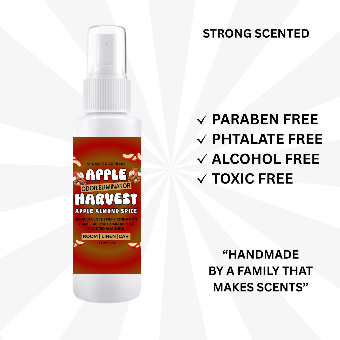 Apple Harvest Apple Almond Spice Room + Linen Air Freshener Spray | Odor Eliminator Spray | Bathroom Spray
