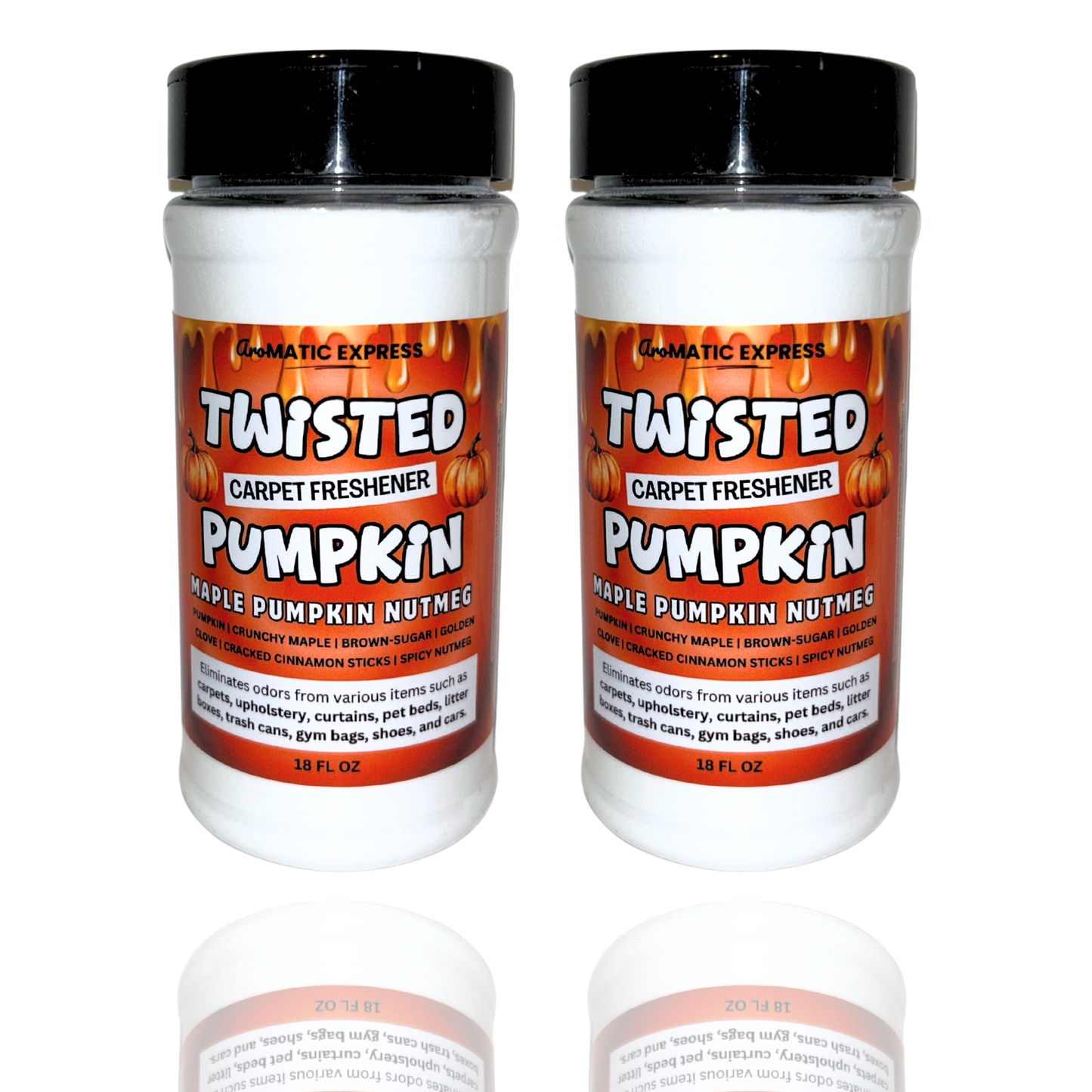 Twisted Pumpkin Maple Nutmeg Cinnamon Carpet Freshener | 18oz Sprinkle Jar | Odor Eliminator Powder