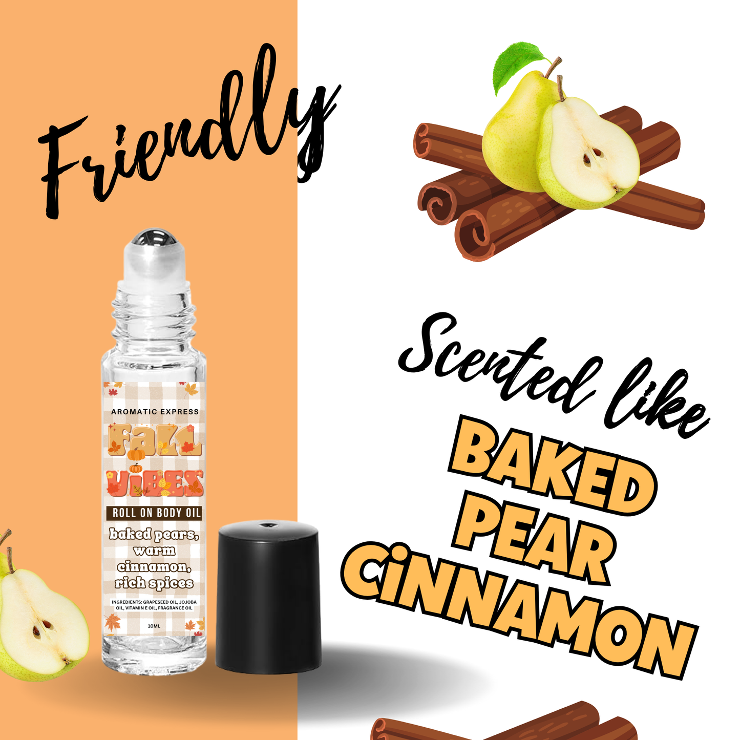 Fall Vibes Baked Pear & Cinnamon Roll On Body Oil