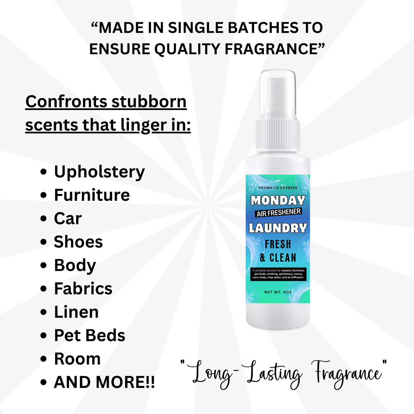 Monday Laundry Fresh and Clean Room + Linen Air Freshener Spray | Odor Eliminator Spray | Bathroom Spray