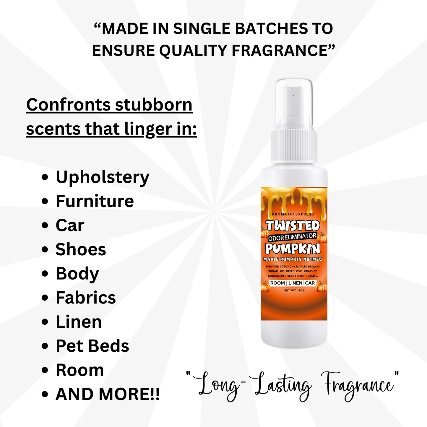 Twisted Pumpkin Room + Linen Air Freshener Spray | Odor Eliminator Spray | Bathroom Spray