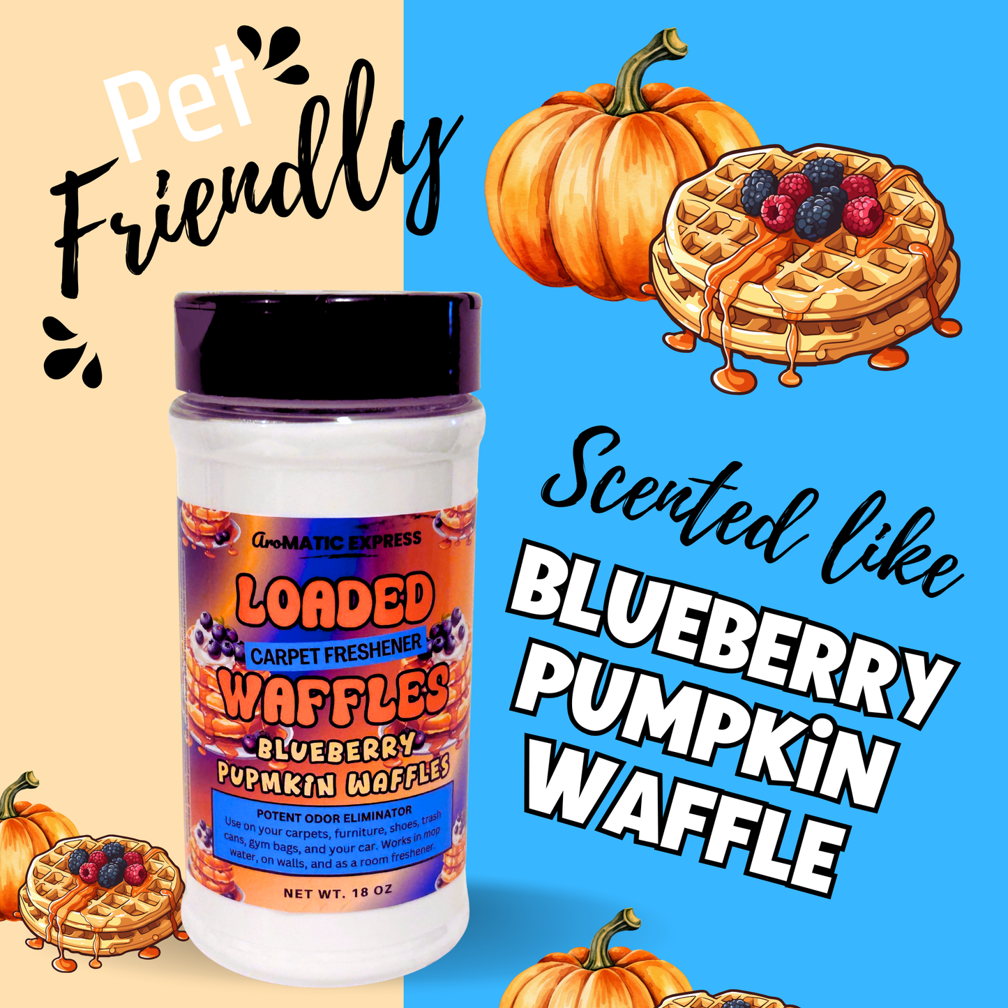 Loaded Waffles Carpet Freshener | 18oz Sprinkle Jar | Odor Eliminator Powder