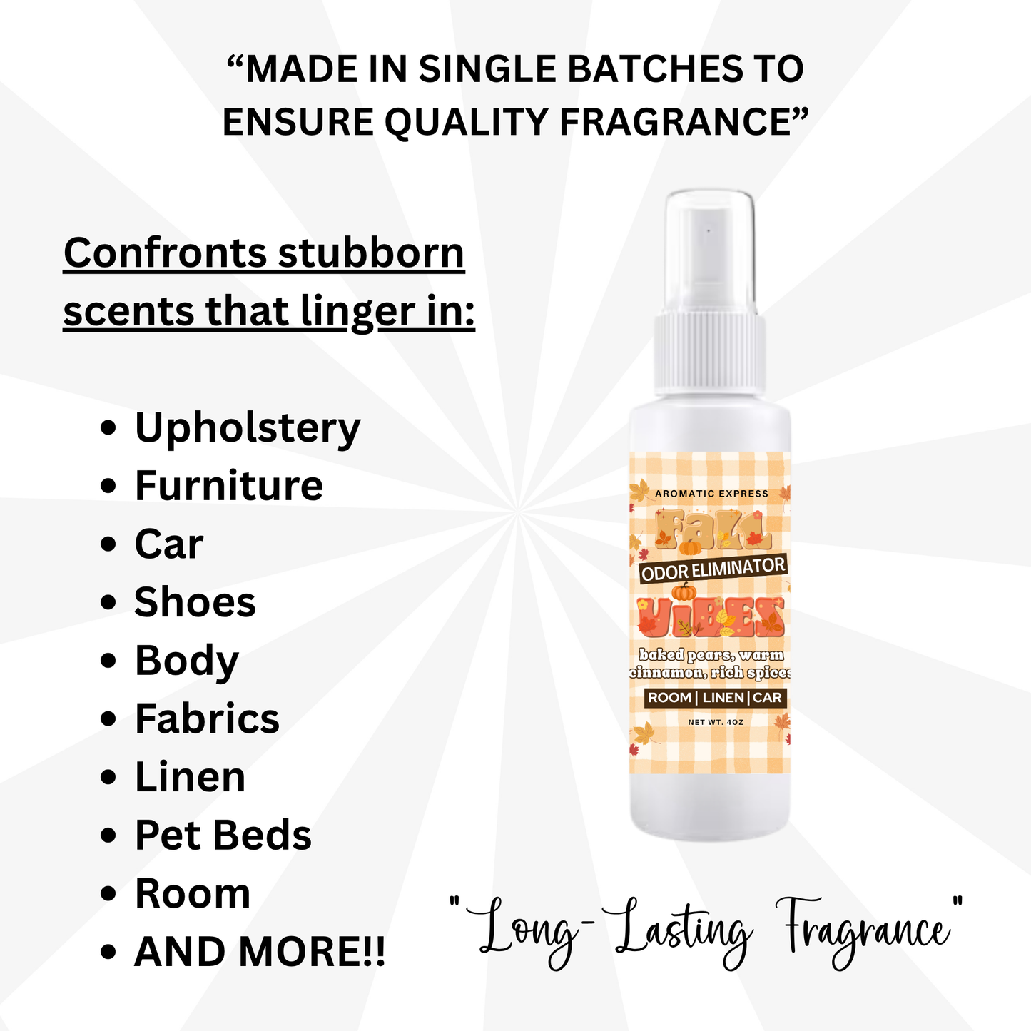 Fall Vibes Baked Pear & Cinnamons Room + Linen Air Freshener Spray | Odor Eliminator Spray | Bathroom Spray