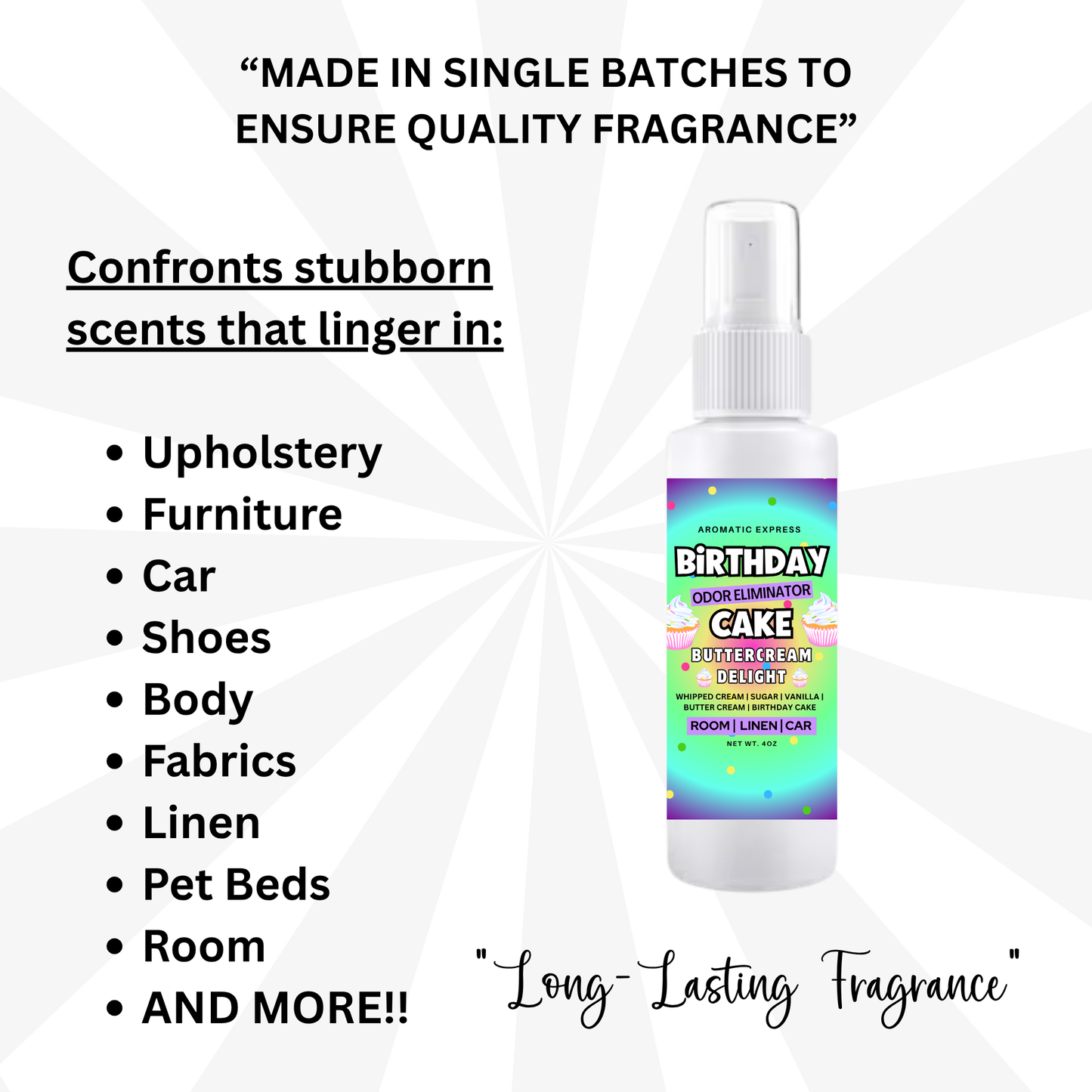 Birthday Cake Buttercream Frosting Room + Linen Air Freshener Spray | Odor Eliminator Spray | Bathroom Spray