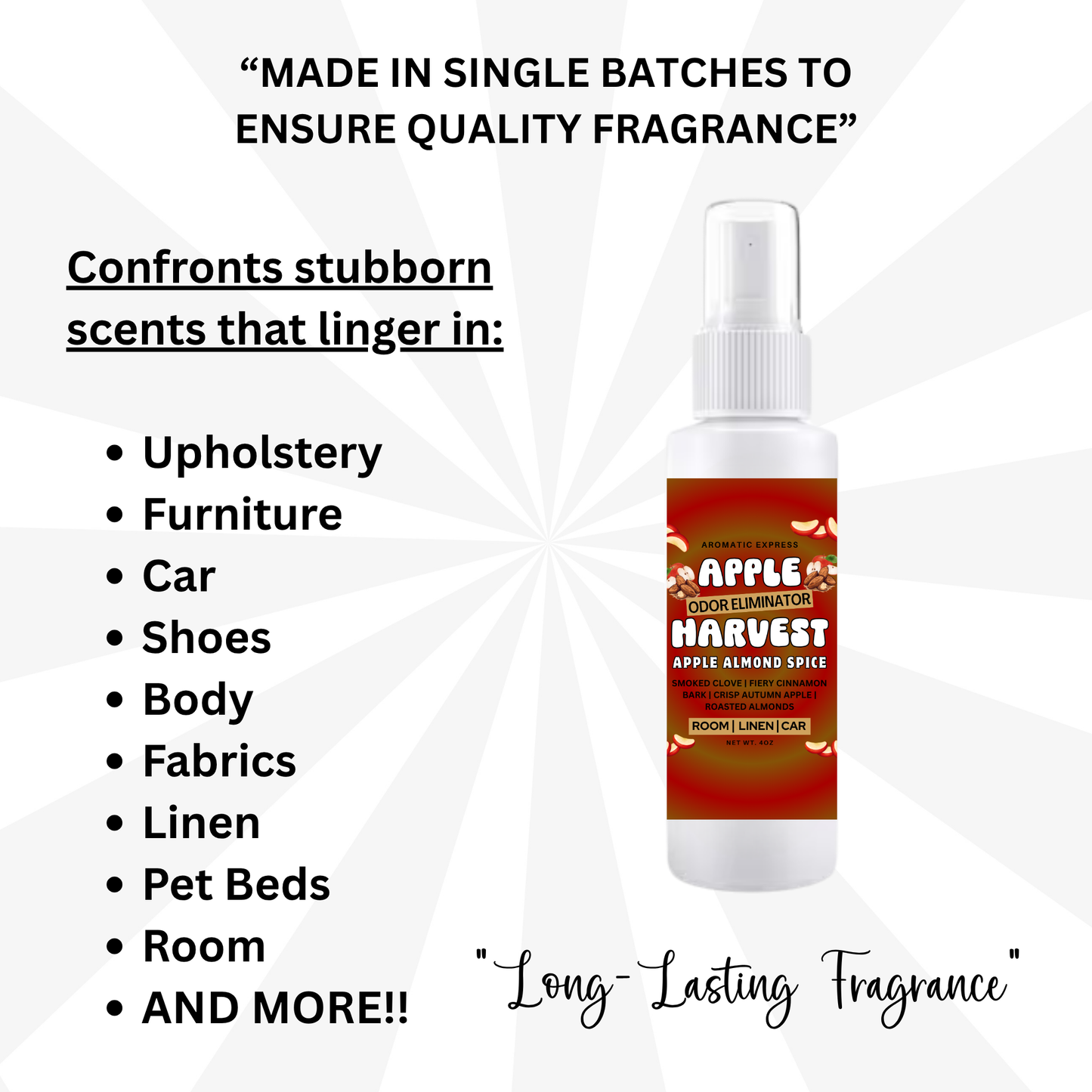 Apple Harvest Apple Almond Spice Room + Linen Air Freshener Spray | Odor Eliminator Spray | Bathroom Spray