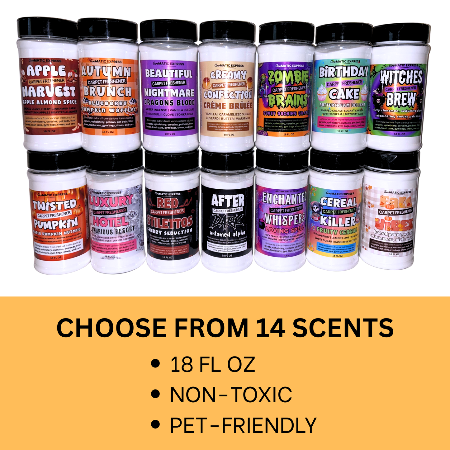 Fall Vibes Baked Pear & Cinnamon Carpet Freshener | 18oz Sprinkle Jar | Odor Eliminator Powder