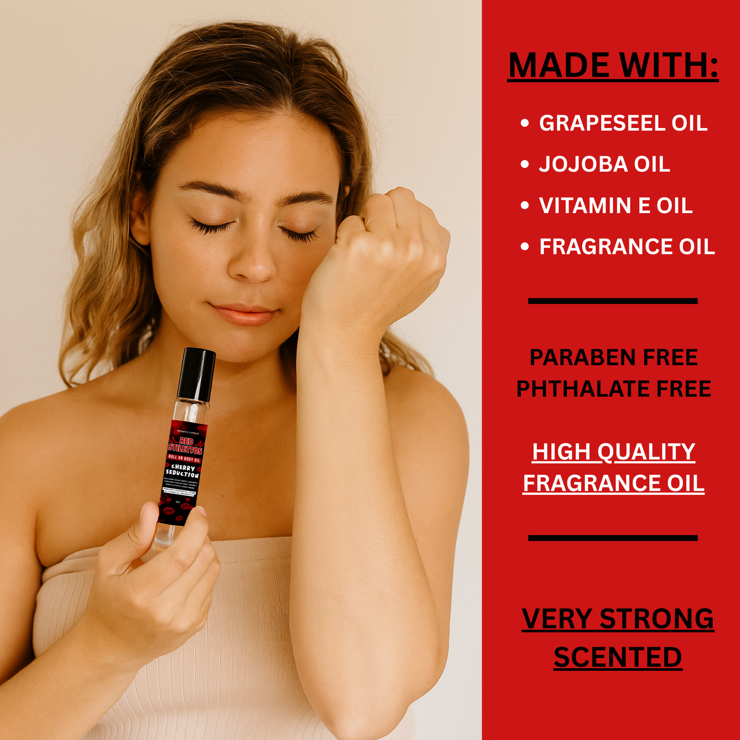 Red Stilettos Cherry Seduction Roll On Body Oil