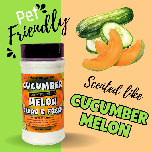 Cucumber Melon Carpet Freshener | 18 oz Sprinkle Jar | Odor Eliminator Powder