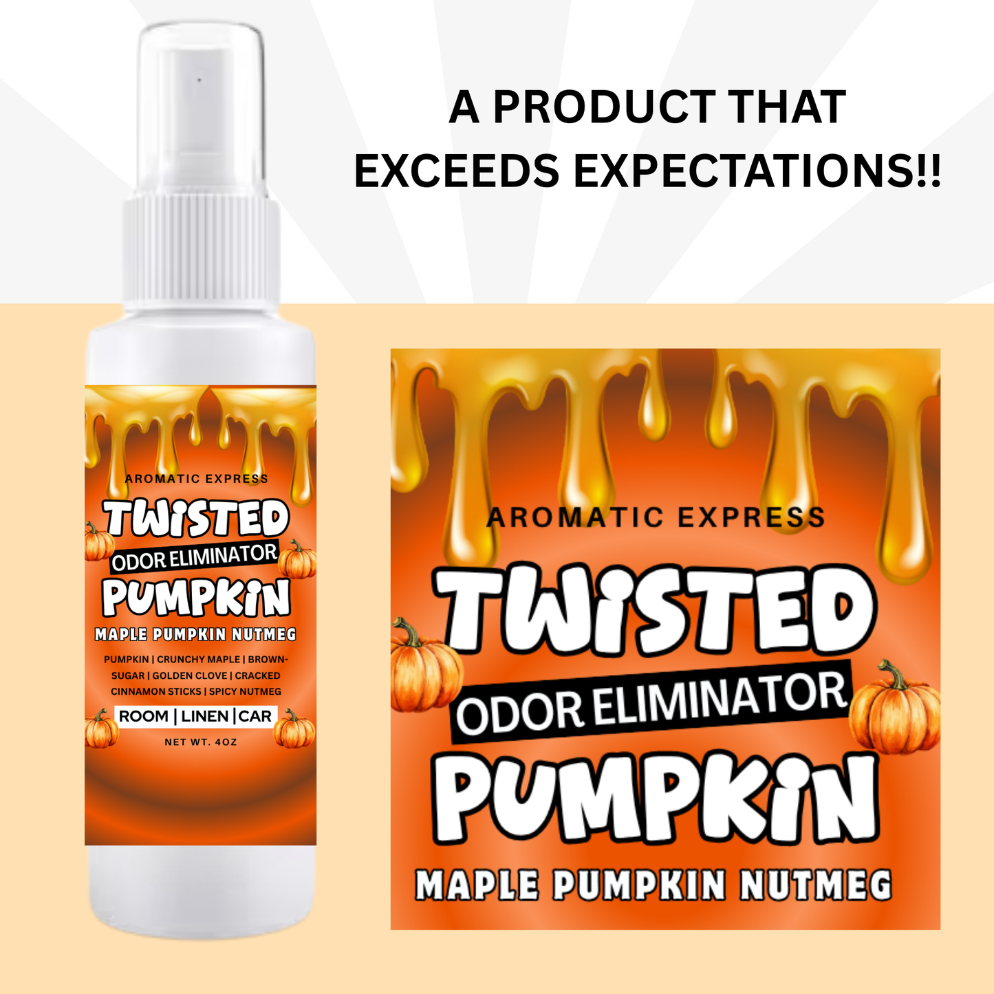 Twisted Pumpkin Room + Linen Air Freshener Spray | Odor Eliminator Spray | Bathroom Spray
