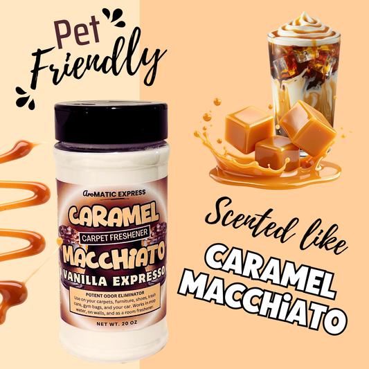Caramel Macchiato Frosting Carpet Freshener | 18oz Sprinkle Jar | Odor Eliminator Powder