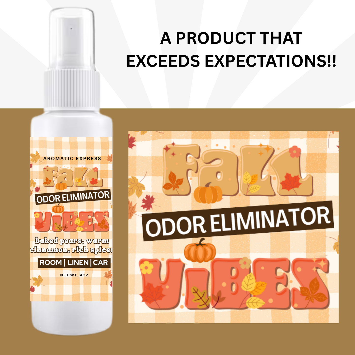 Fall Vibes Baked Pear & Cinnamons Room + Linen Air Freshener Spray | Odor Eliminator Spray | Bathroom Spray