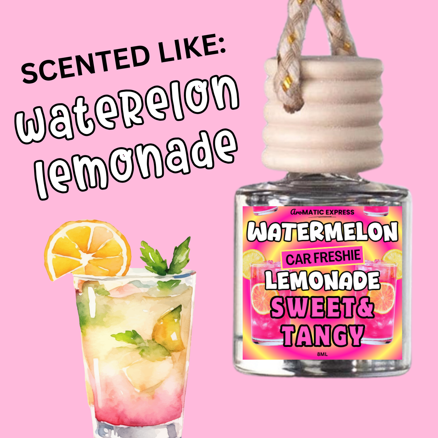 Watermelon Lemonade Scented Car Freshie