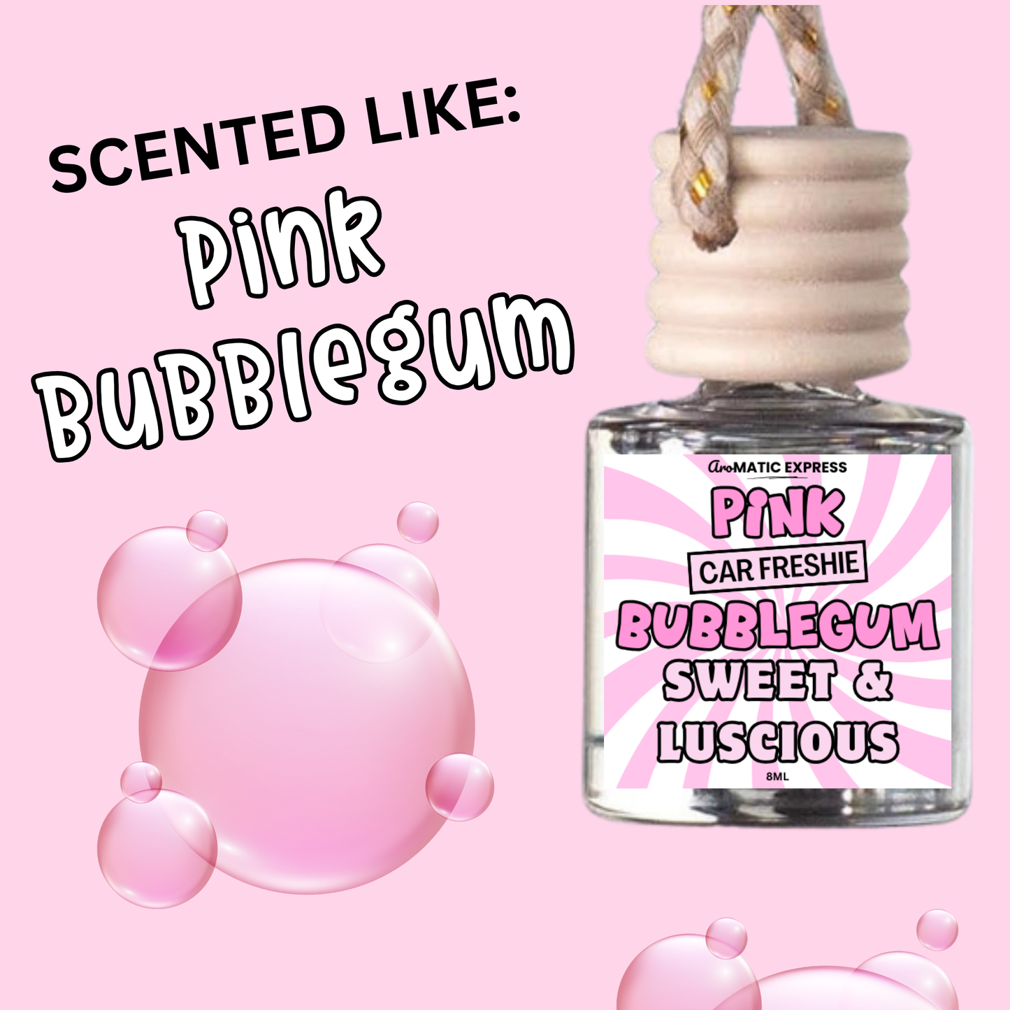 Pink Bubblegum Scented Car Freshie