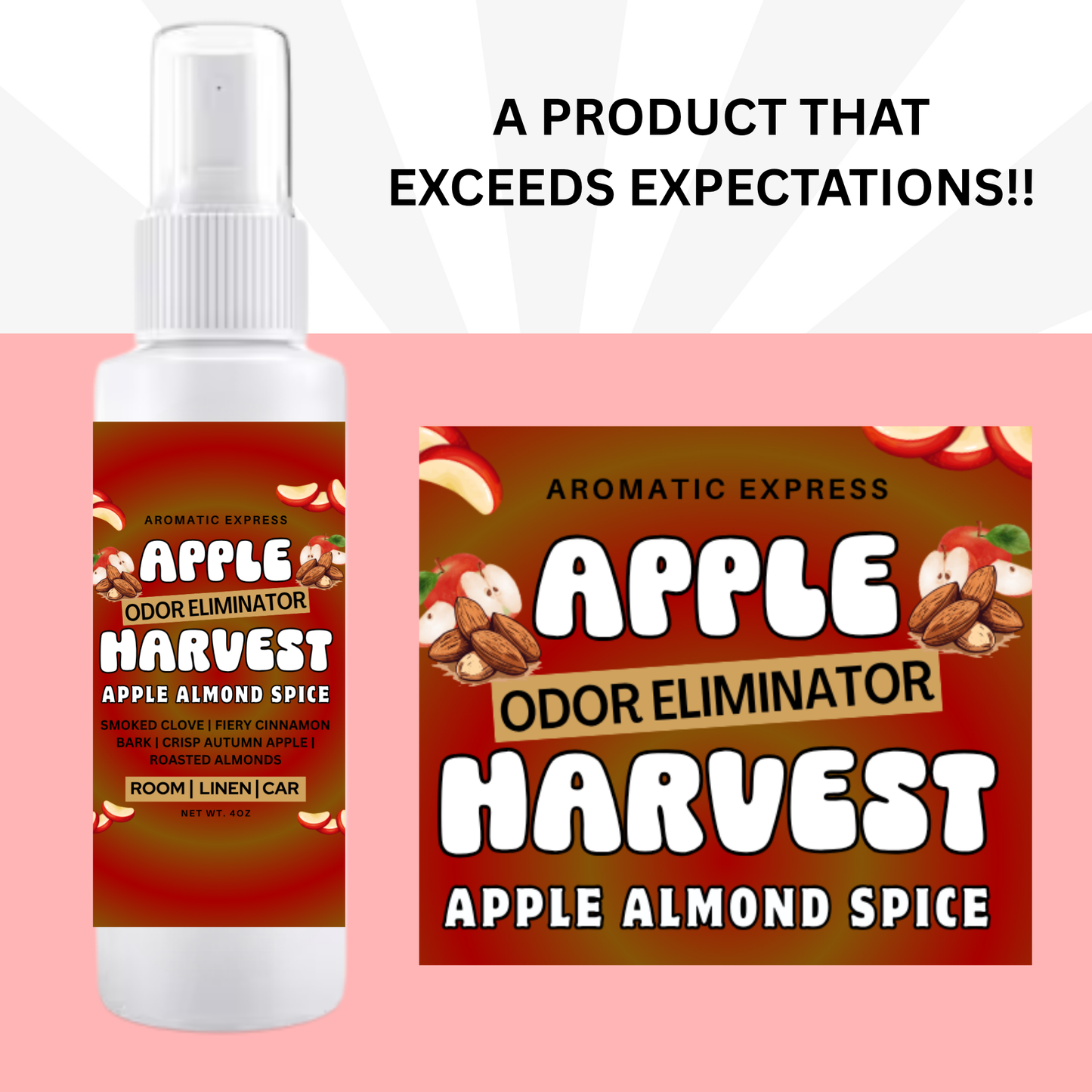 Apple Harvest Apple Almond Spice Room + Linen Air Freshener Spray | Odor Eliminator Spray | Bathroom Spray