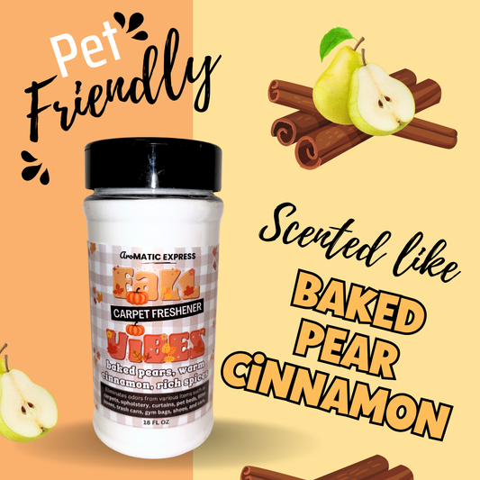 Fall Vibes Baked Pear & Cinnamon Carpet Freshener | 18oz Sprinkle Jar | Odor Eliminator Powder