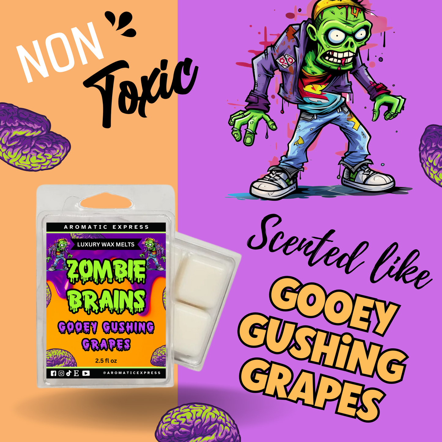 Zombie Brain Gooey Gushing Grapes Spice Luxury Wax Melt