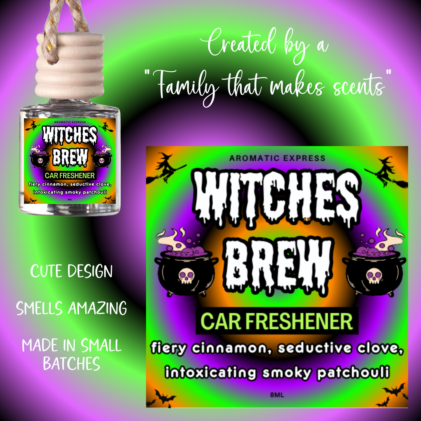 Witches Brew Clove, Patchouli, Cinnamon Scent Car Freshie