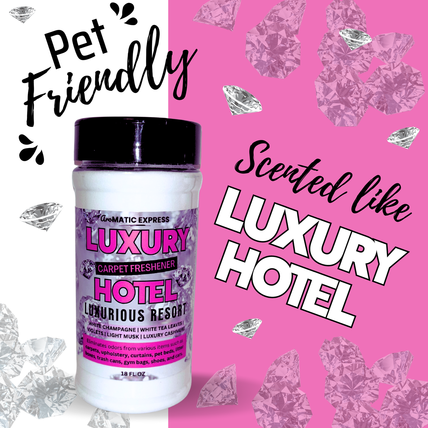 Luxury Hotel Carpet Freshener | 18oz Sprinkle Jar | Odor Eliminator Powder