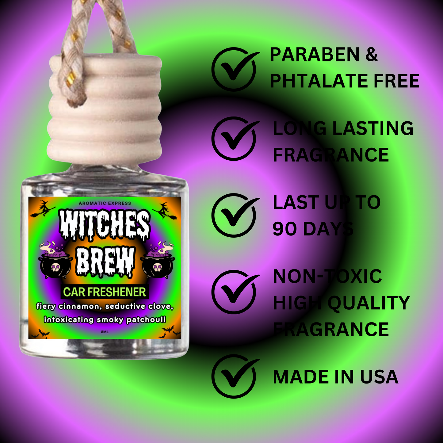 Witches Brew Clove, Patchouli, Cinnamon Scent Car Freshie