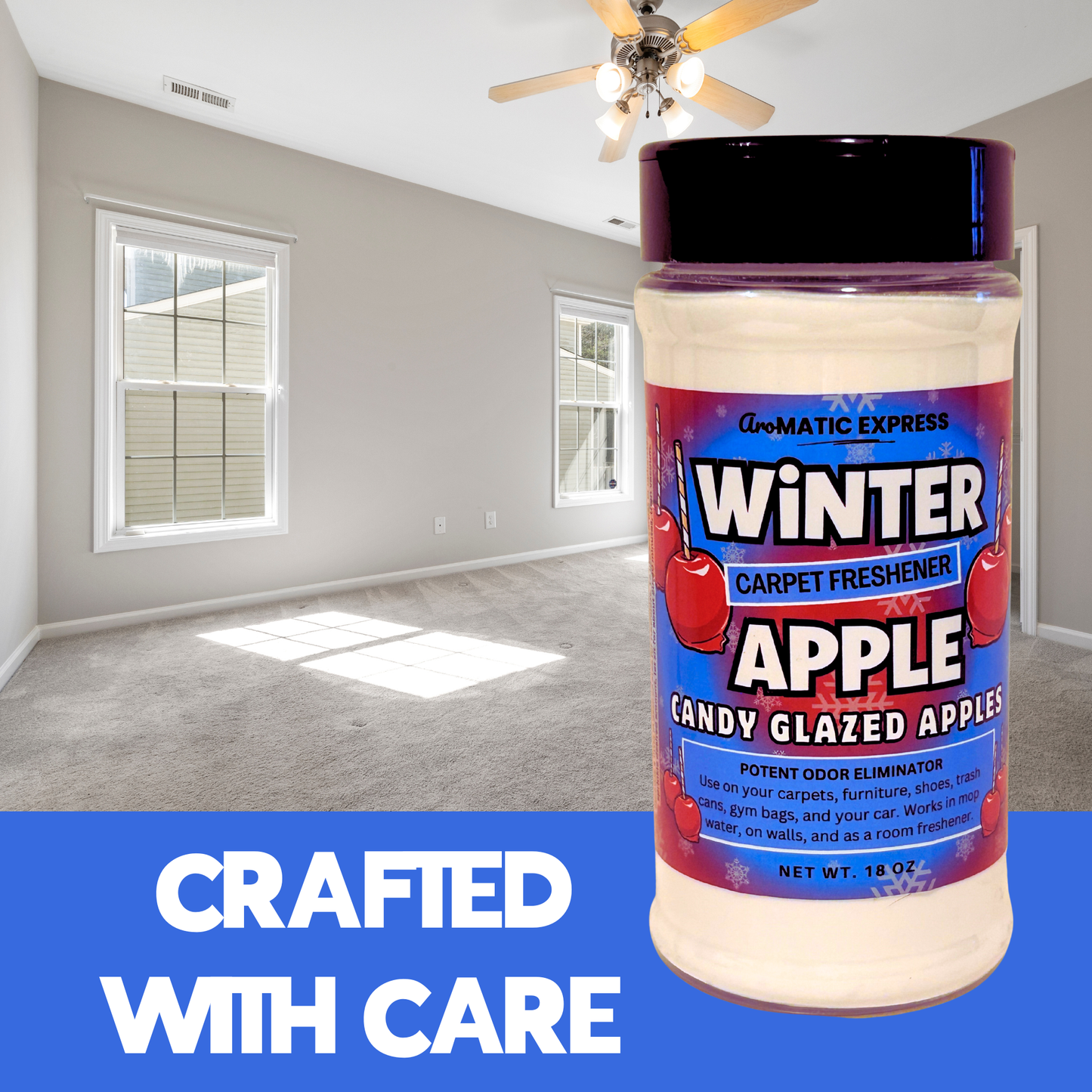 Winter Apple Carpet Freshener | 18 oz Sprinkle Jar | Odor Eliminator Powder