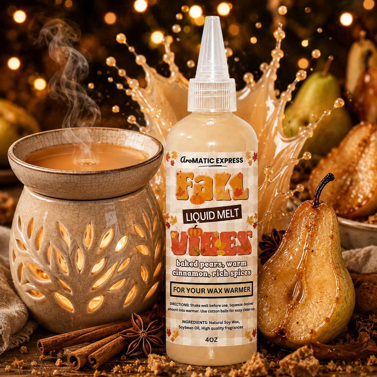 Liquid Wax Melts Fall Vibes Baked Pear & Cinnamon